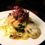 Garlic shrimp and lobster fettuccine