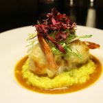 Crab stuffed jumbo shrimp saffron risotto