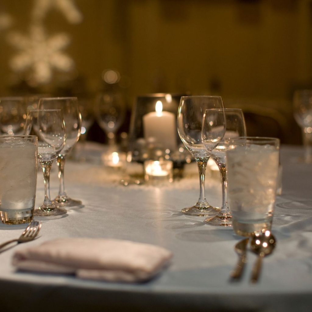 intimate holiday dinner party table setting